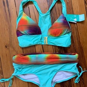 NWT Colorful Leanoisa Bikini with front clasp